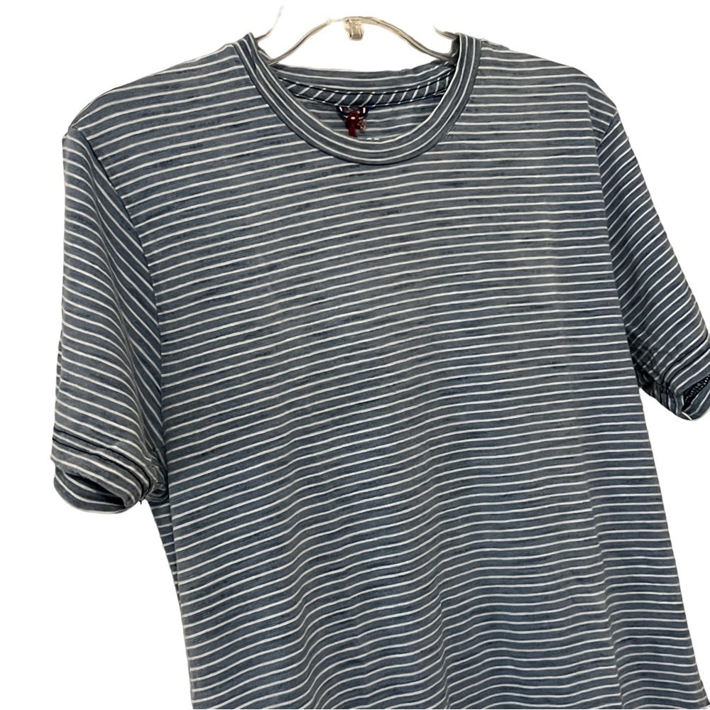 Iron & Resin Men's Short Sleeve Crewneck Tee in Navy and White Stripes